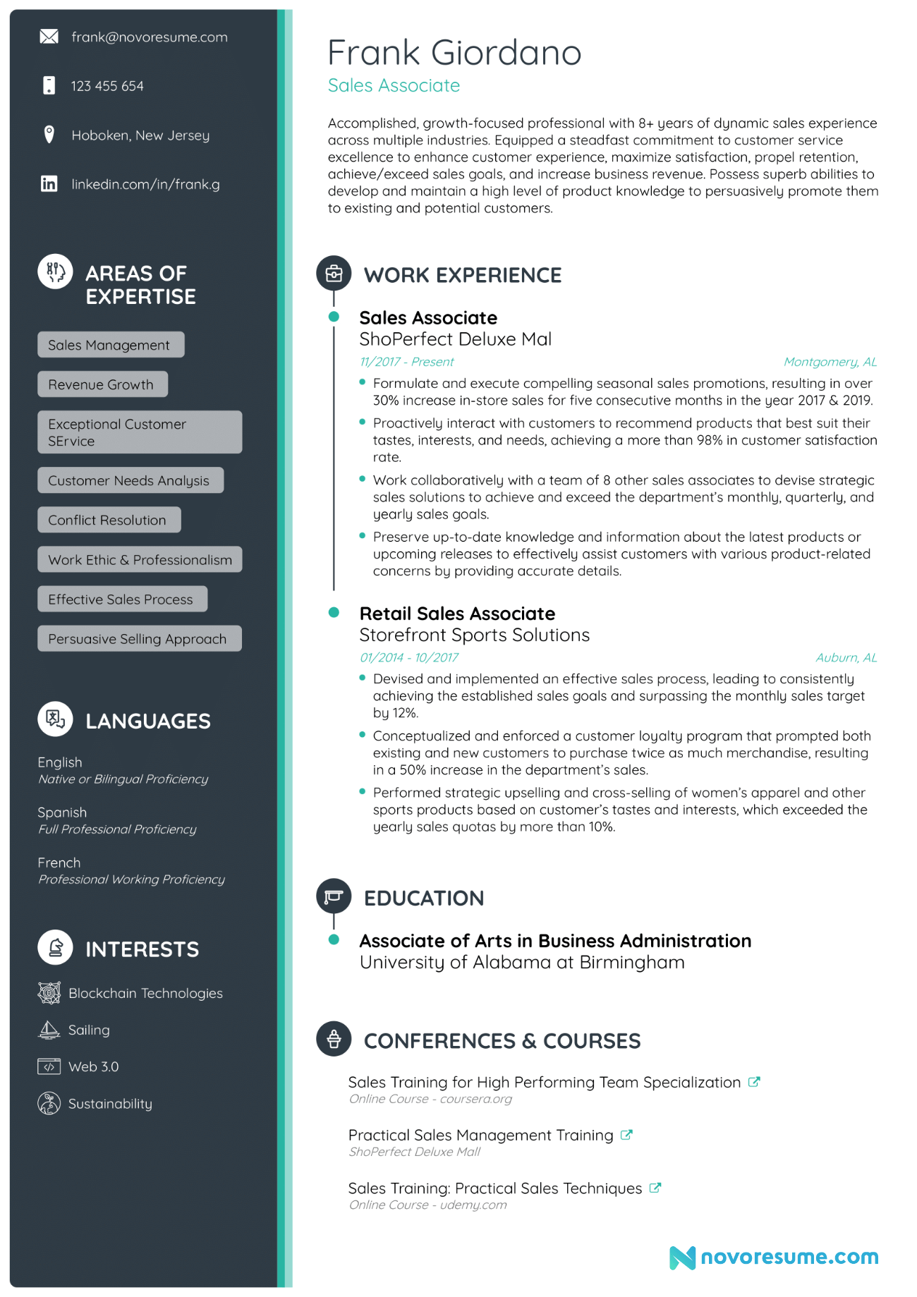 Sales & Retail resume example